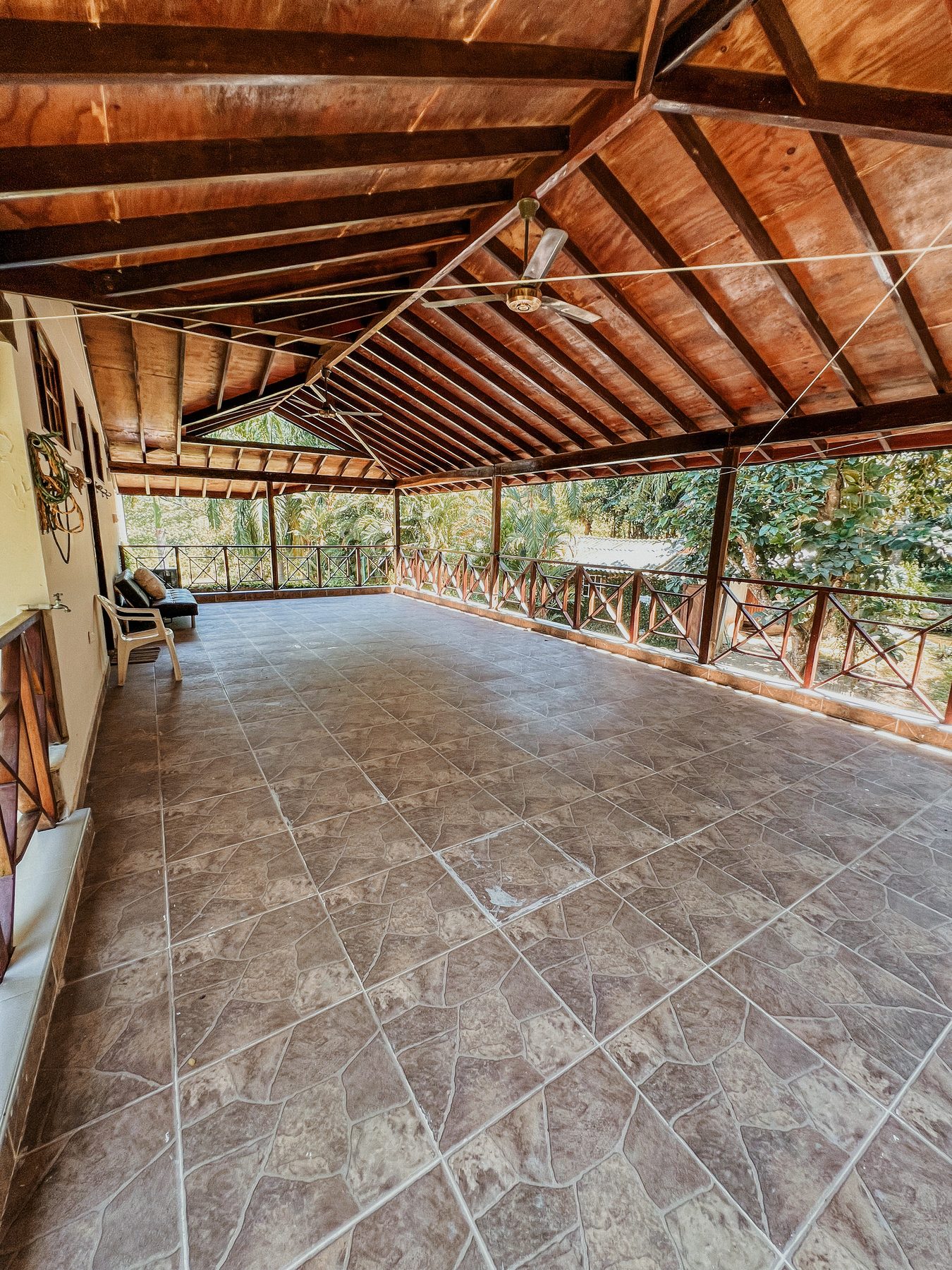 Covered open-air terrace of the estate