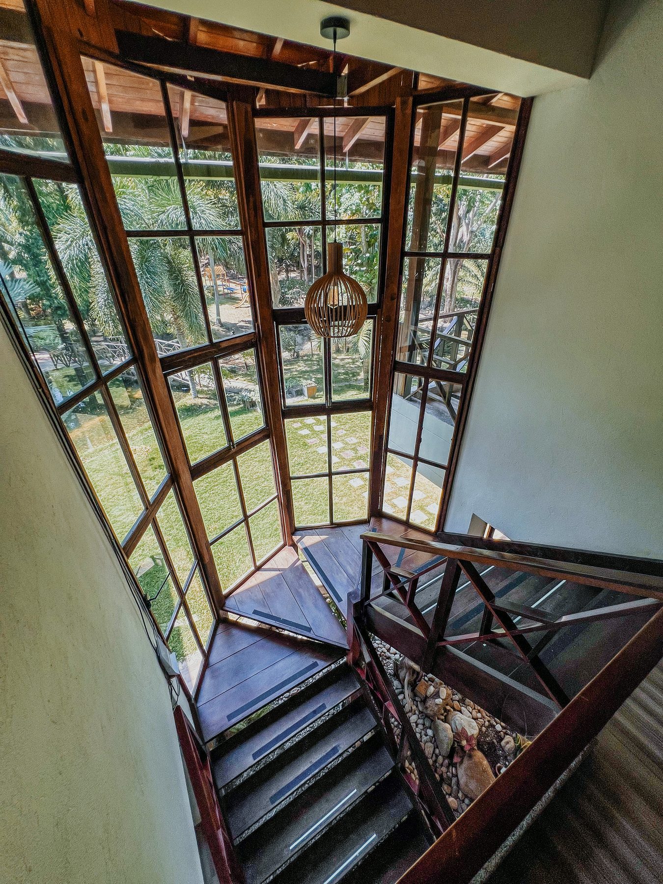 Double-height window wall over the stair
