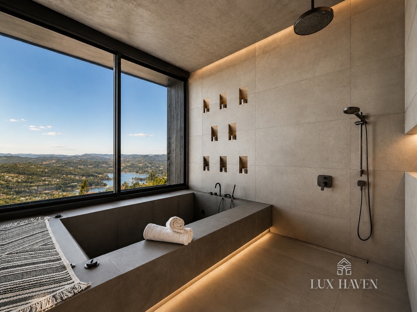 Steinbadewanne mit Blick auf die Anden